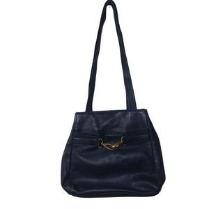 Mano Chic Navy Shoulder Bag with Gold Accent